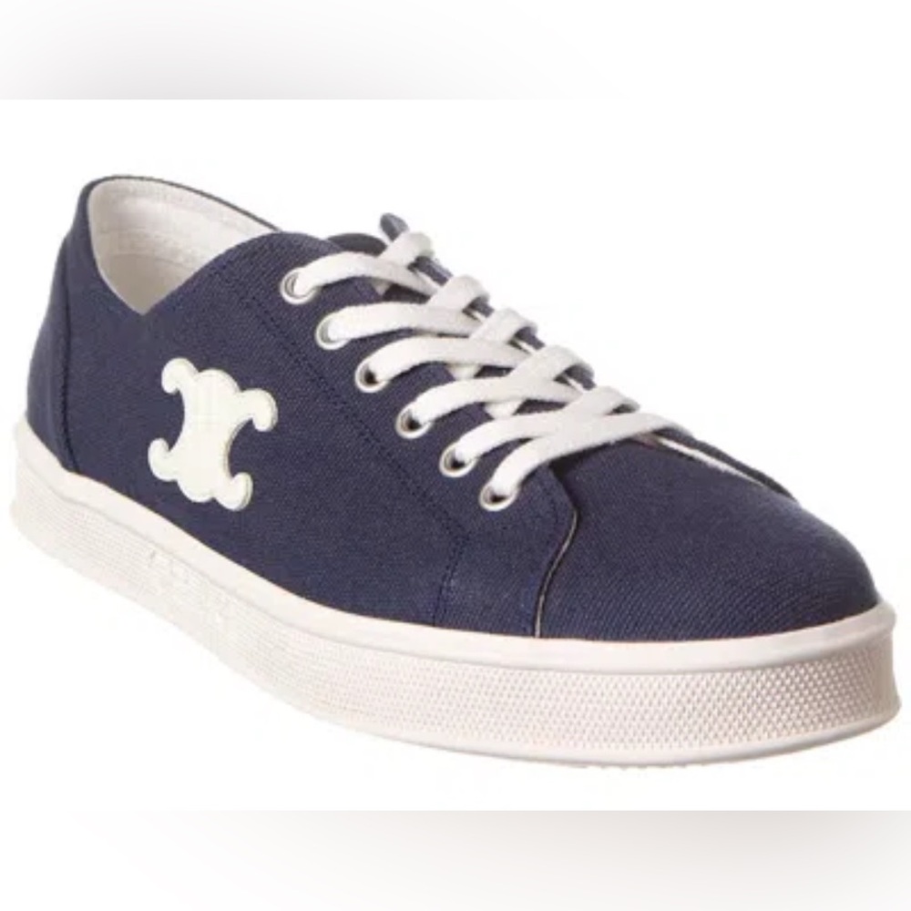 Celine Jane Blue Canvas Sneakers W8.5 EU39 EUC